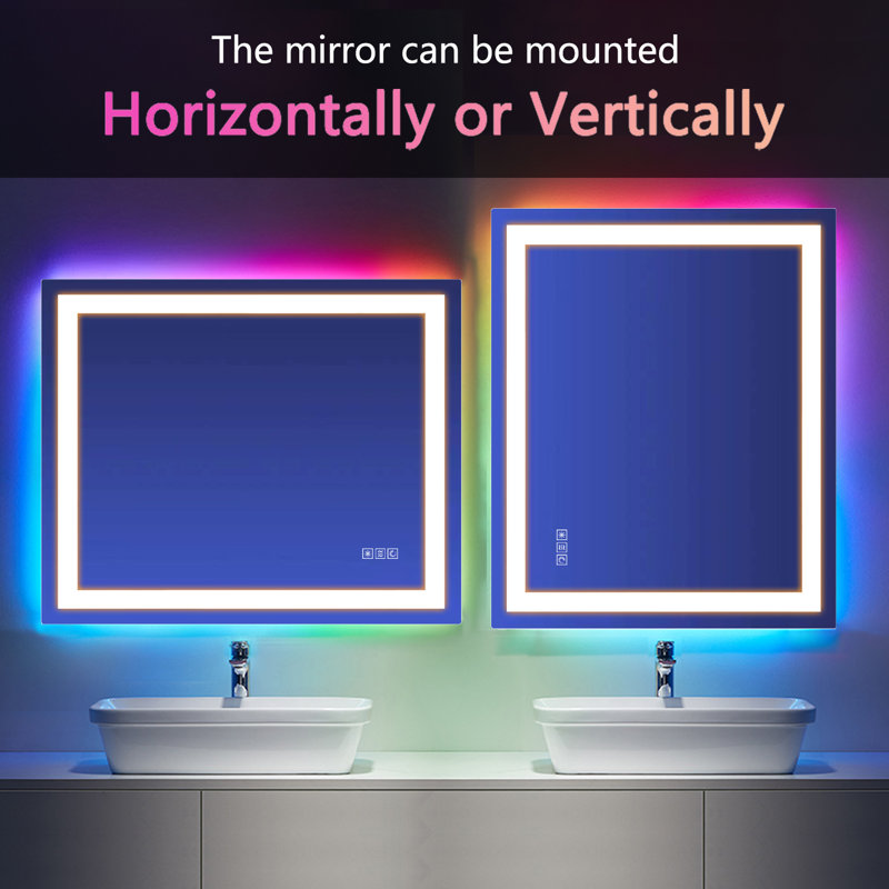 Wrought Studio Pekod RGB Lighted AntiFog Bathroom / Vanity Mirror with